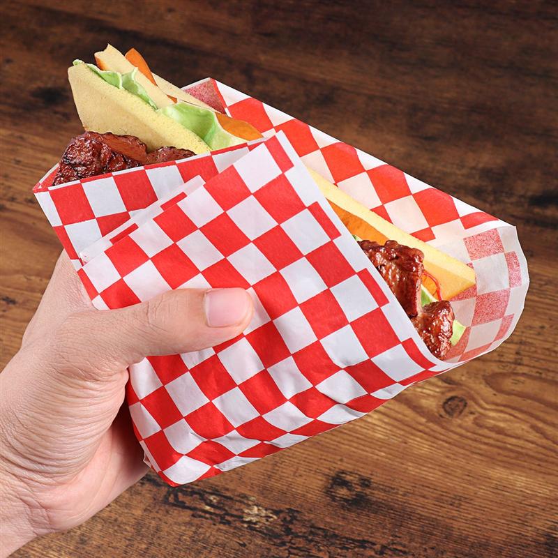 Ounona 100 ark ternet deli kurv liner ternet madindpakningspapir fedtafvisende hamburger wrap forhindrer pletter