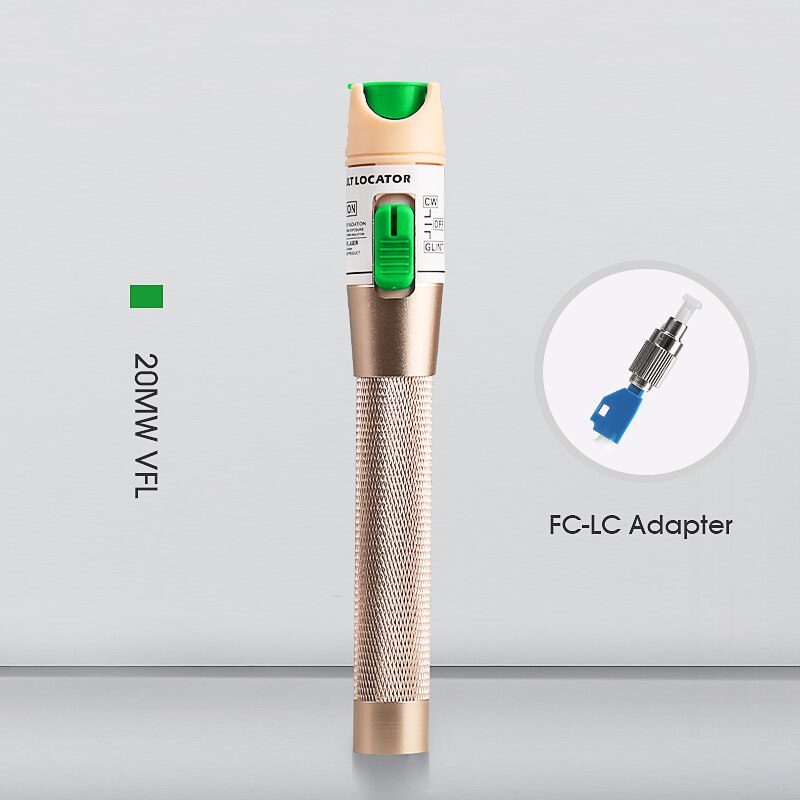 Golden 5km/10km/20km/30km Red light source fiber tester pen visual fault locator compliant st fc sc Connector: 20KM with FC-LC