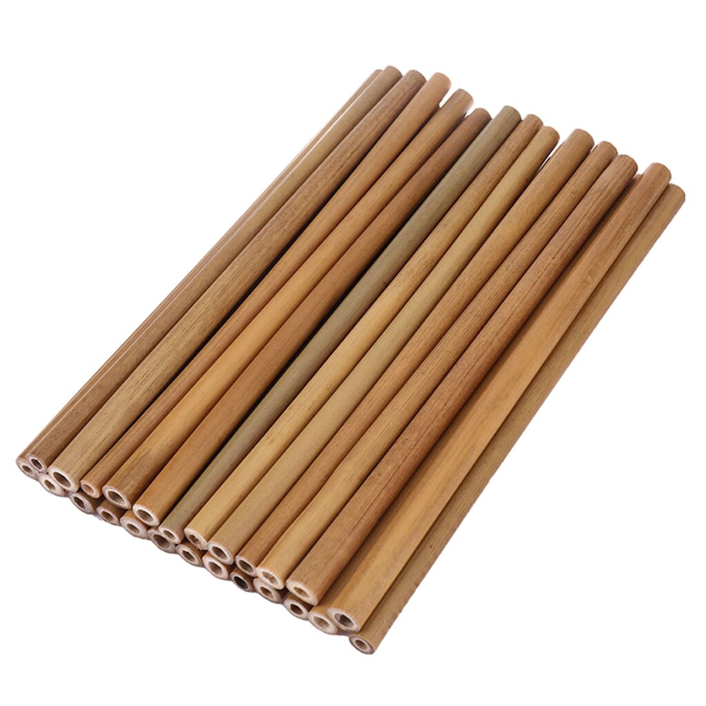 30Pcs Bamboo Straw Reusable Hollow Wooden Tube Kitchen Home DIY Wood Arts Crafts