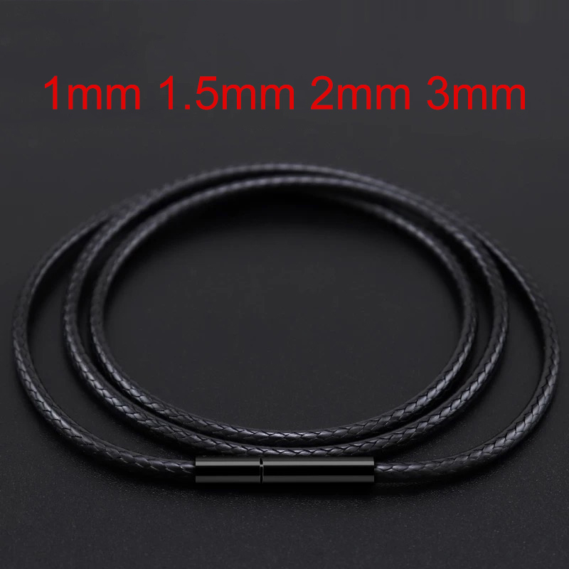 Zwart Lederen Ketting Ketting Voor Diy Vrouwen Mannen Handgemaakte Gevlochten Touw Lange Ketting 40/50/60/70cm Hals Hanger Ketting Sieraden