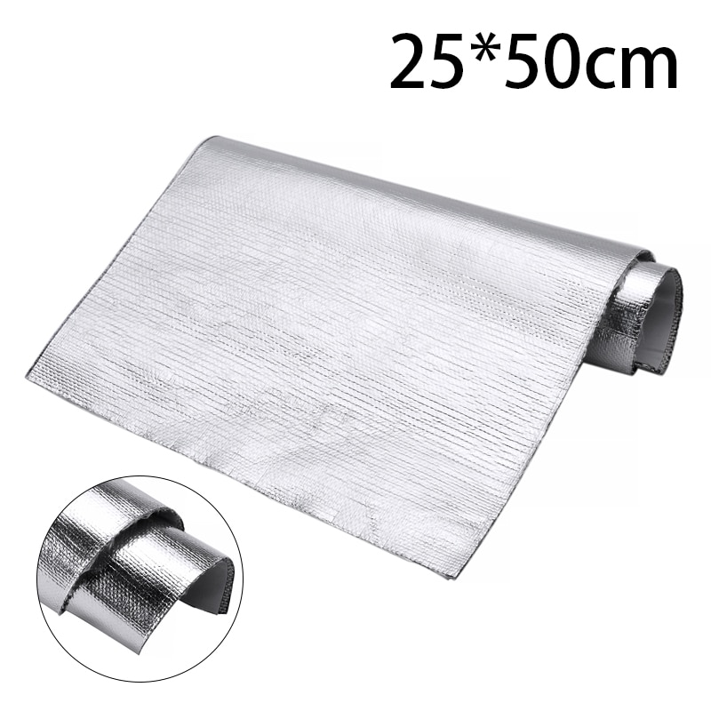 25*50cm 1 Roll Auto Interieur zelfklevende Aluminium Warmte Isolatie Automotive Beschermende Film Voor Motorkap Dak motorkap