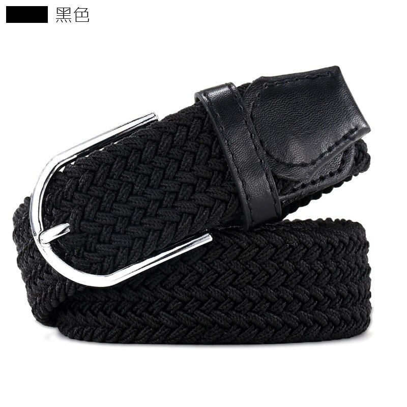 begrenset 110cm Russland uformelt tøye ut vevd belte dame unisex lerret elastiske belter til jeans elastique modellering  f142: Svart