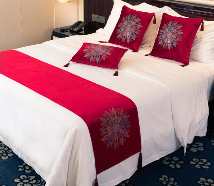 Bloemen Spreien 45cm Breedte Bed Runner Luxe Bed Vlag Decoratieve Bed Cover 100% Polyester Voor Thuis Hotel Gebruik