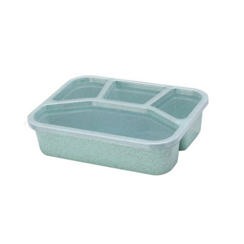 4-box Lunch Box Wheat Straw Food Container Portable Students Lunch Box Microwave Square Split Office Workers Food Box