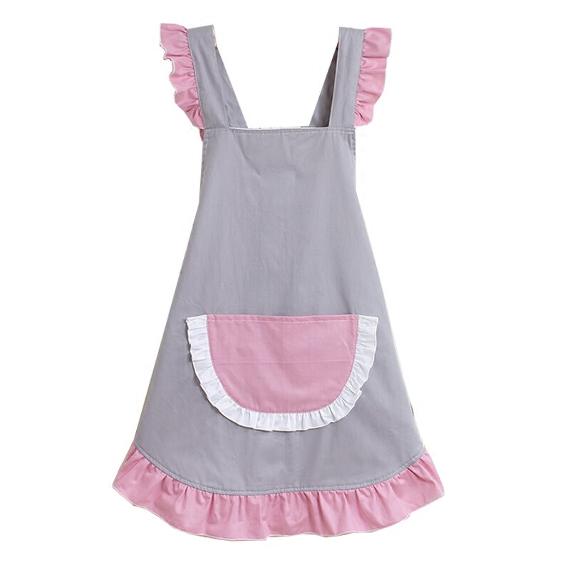 Korean style ruffle lace aprons for women baking mats apron kitchen helper cooking gloves princess pocket not waterproof: 008
