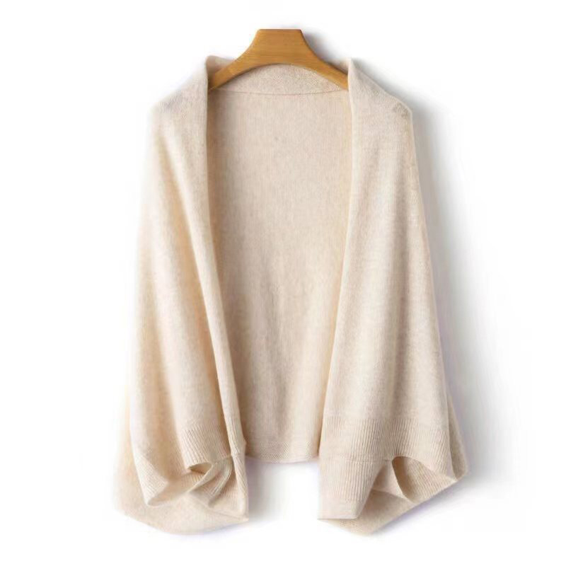 100% de lana para mujer, chal tejido, bufanda, prendas de punto suaves y cálidas, cárdigan, capa, envolturas para hombros, protección del cuello, bufandas Pashmina de doble uso: Beige