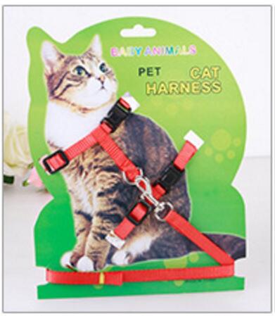 Conjunto de arnés y correa de nailon para gatos productos para mascotas para animales correa de arnés de tracción ajustable para perros gato gatito cuello Halter para gato: 02