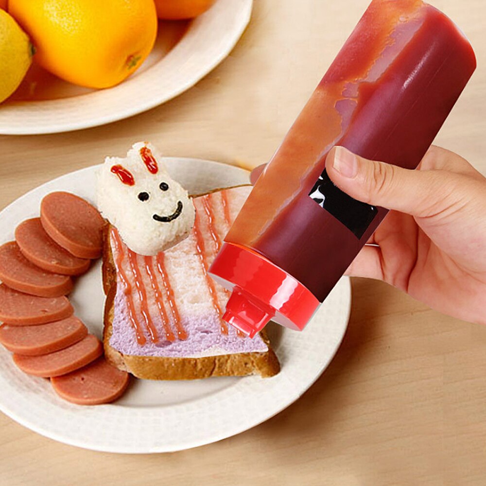 300ML 4 Holes Kitchen Squeeze Condiment Dispenser Mayonnaise Olive Oil Squeeze Dispenser Cruet Kitchen Accessories Tool