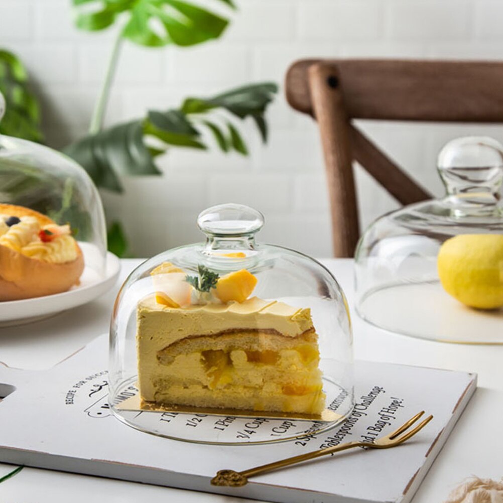 1pc transparent Kuchen Glas Abdeckung Staubdicht Glas Abdeckung essen Abdeckung Dauerhaft Nahrung Schutzhülle Glas Kuchen Abdeckung Hochzeit Party
