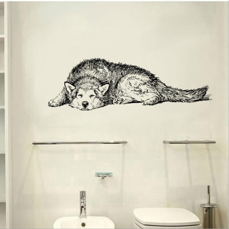 Dyr kæledyr hund husky aftagelige væg klistermærker til stue soveværelse vandtæt poste børneværelse hjem indretning kunst vægmaleri