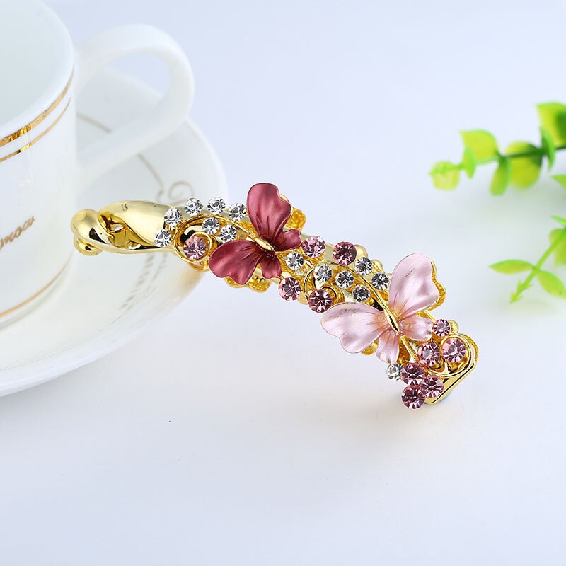Nowe akcesoria Crystal Barrette Rhinestone spinka do włosów spinka do włosów spinka w kształcie Banana spinki do włosów dla kobiet akcesoria do włosów Hairgrip: B