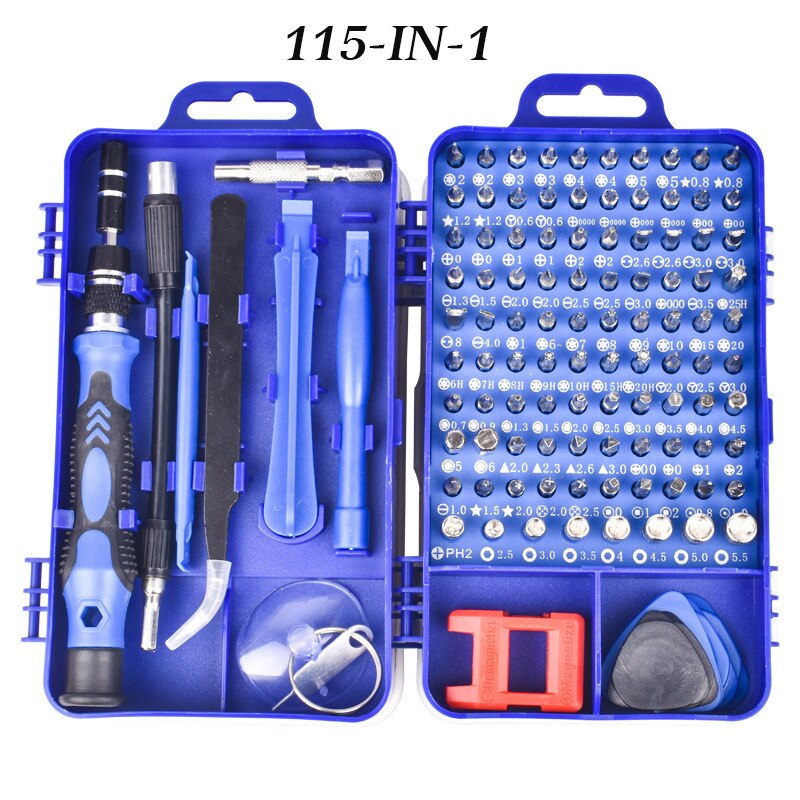 Juego de destornilladores 115 en 1 Mini destornillador de precisión Multi ordenador PC Dispositivo de teléfono móvil Kit de reparación de herramientas para el hogar: 115 in Blue