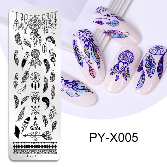 PICT YOU-plantillas para estampado de uñas, plantilla para estampado de uñas con formas geométricas, imagen DIY de hojas de animales para pulir uñas: PYX005