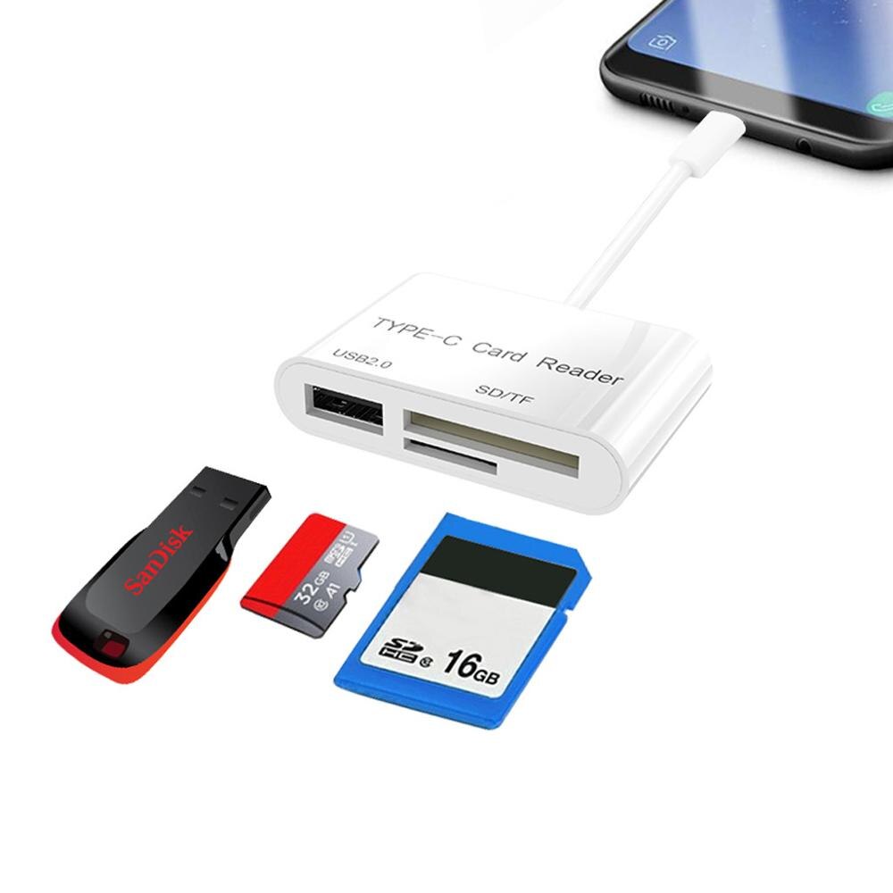 USB TYP C Kartenleser mit OTG funktion für SD/ Micro SD/ USB flash driver/Tastatur/maus mit zu USB C aktiviert telefon Tablet