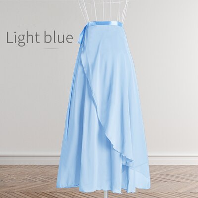 Dans nederdel kvinder lange chiffon ballet nederdele voksen balsal dans nederdel sort burgunder ballet kostume talje slips kjole: Blå