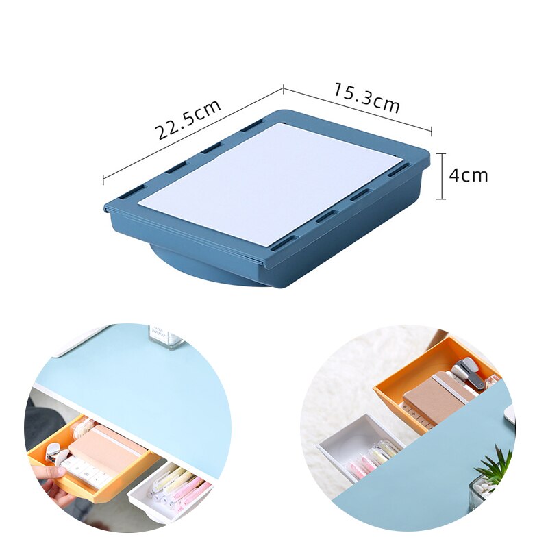 Mini bandeja para lápices cajas cajones de almacenamiento de escritorio ocultos en oficinas y escritorios, bandeja telescópica extensible, cajón de almacenamiento autoadhesivo