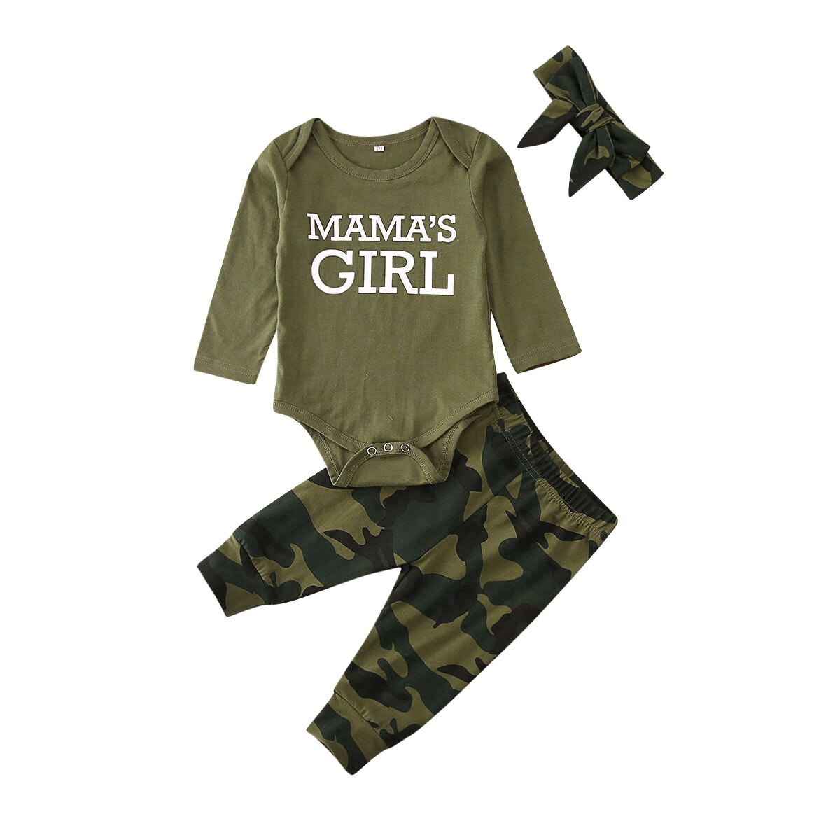 0-12M Baby MAMA'S JONGEN/MEISJE Romper Top Camo Broek Kleding 3 STUKS Katoenen Baby Kleding Set outfit: Girl / 3 to 6 Months