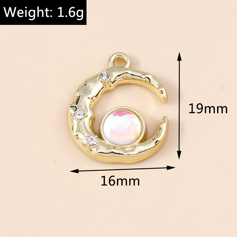 Leslie 5 Stuks Prachtige Gouden Zilveren Kleur Kristal Halve Maan Sterren Bedels Voor Oorbellen Armband Ketting Diy Sieraden Hangers