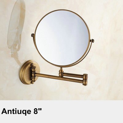 8 "antik messing badeværelse makeup spejl kosmetiske spejl dobbeltsidet bad spejle: Antik børste