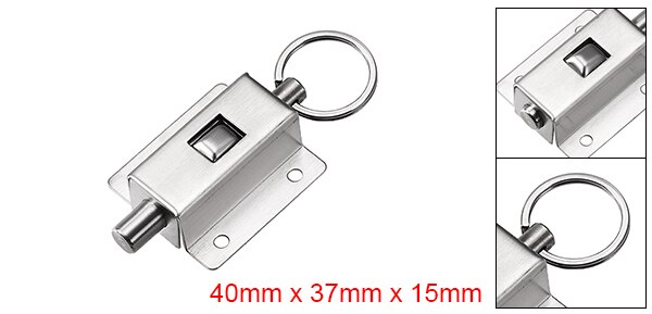 uxcell Door Barrel Bolt, Stainless Steel Ring-Pull Spring Loaded Auto Sliding Latch: Default Title