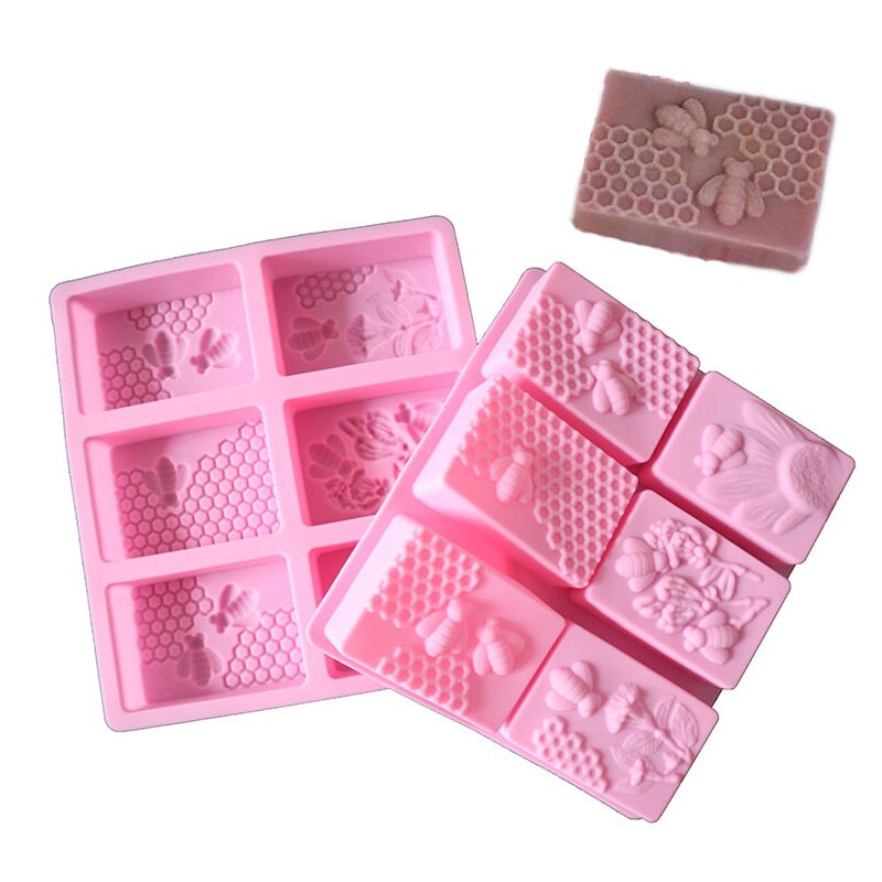 6 Cavity Rechthoek Honingraat Siliconen Zeep Mallen Diy Handgemaakte Craft Zeep Vorm Tray Mould Cakevorm Decorating Maken Levert