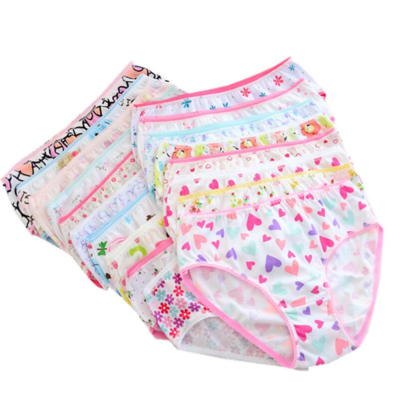 12pcs/Lot Girls Cotton Panties Briefs Children Underwear Cartoon Briefs Underpants 1-2Y GTNN0001