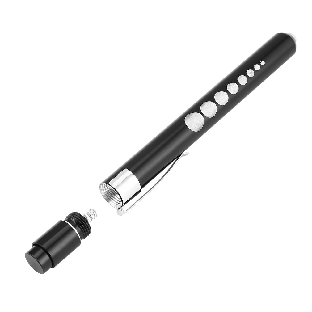 Luz de aluminio medial surrical Penlight doct-ors, linterna de pluma clínica con escala, primeros auxilios, cuidado de la boca/oreja: Negro