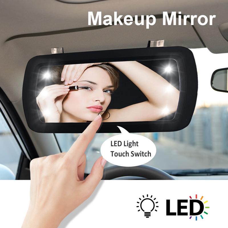Universele Auto LED Vinger Touch Schakelaar Make-Up Spiegel Zonneklep Hoge Clear Interieur Spiegel