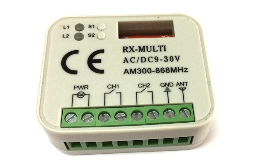 Universal AC DC 12-24V 2 Channel Multi Receiver RX MULTI 300-900 MHz garage door remote control receiver