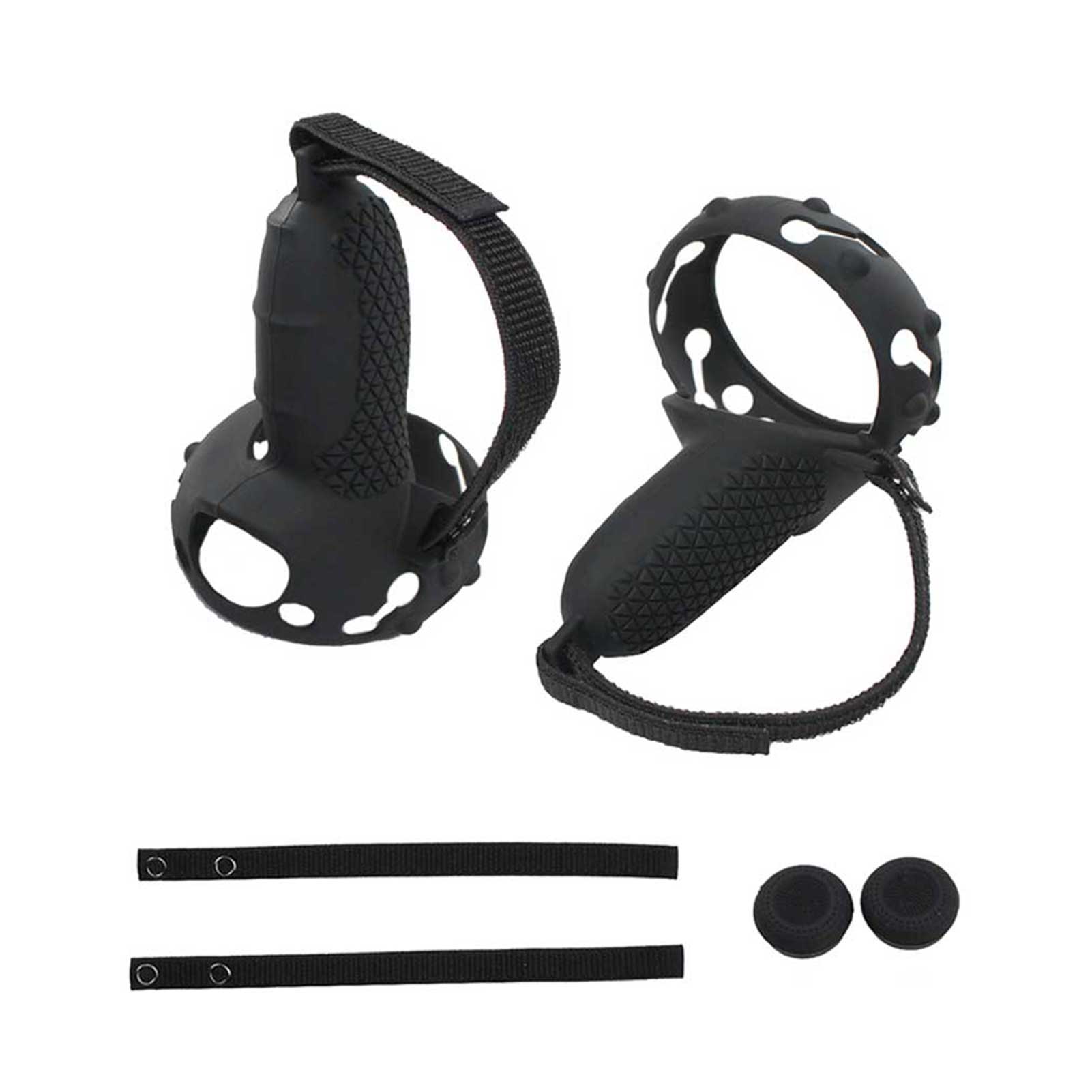 1pair Controller Grip Cover Gaming Silicone VR Accessories With Knuckle Strap Handle Easy Install Protective For Oculus Quest 2: black