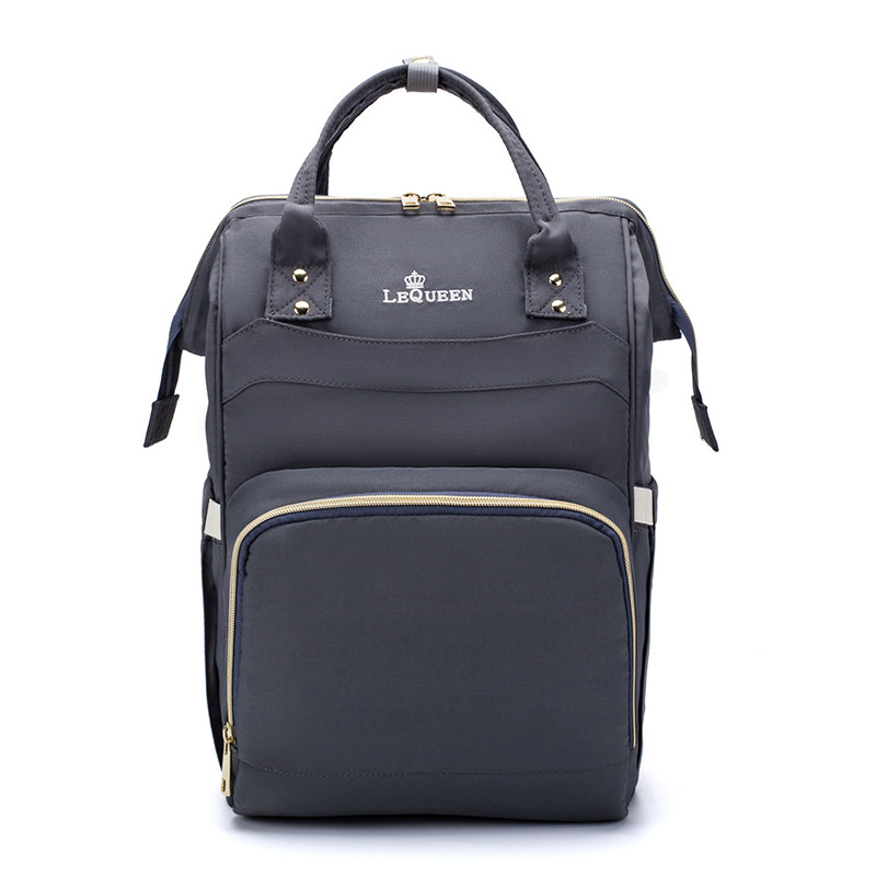 Lequeen Nappy Backpack Bag Mummy Large Capacity Bag Mom Baby Multi-function Waterproof Outdoor Travel Diaper Bags For Baby Care: Grey
