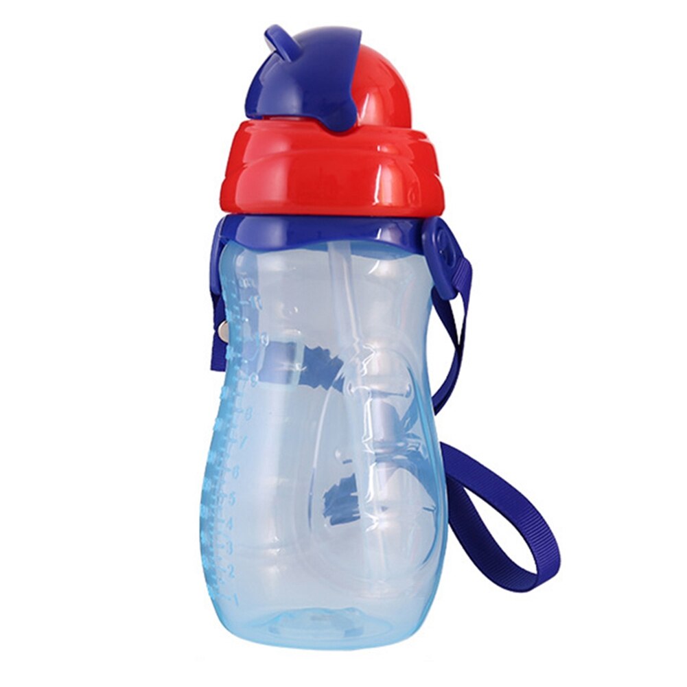 260 330ml baby kop søde børn lærer drikkevand halm håndtag flaske træning drik skolemad mælkeflasker: Blå 330ml