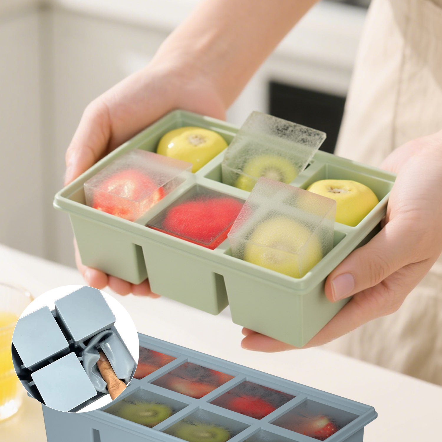 Silikon isbitform med rom, enkel å fjerne, isbiter til bar, whisky, cocktails, juice, kjøkkenverktøy for isproduksjon, dessert