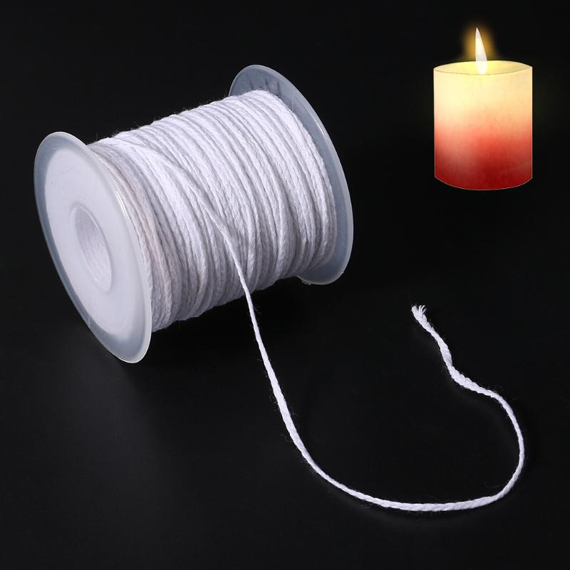 Bobina de núcleo de vela trenzada de 61m de algodón, sin humo, lámparas de aceite DIY, suministros de velas, cuerda trenzada/trenzada,