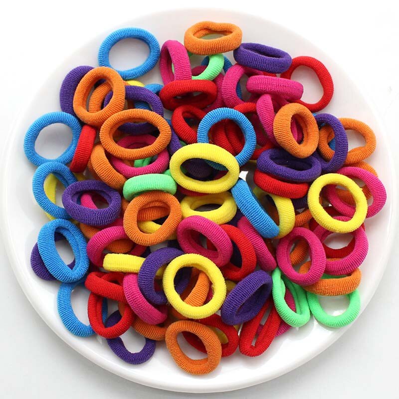 Diademas infantiles para niña pequeña, coleteros elásticos coloridos de nailon, accesorios para el cabello, 100 Uds.: Dark Color