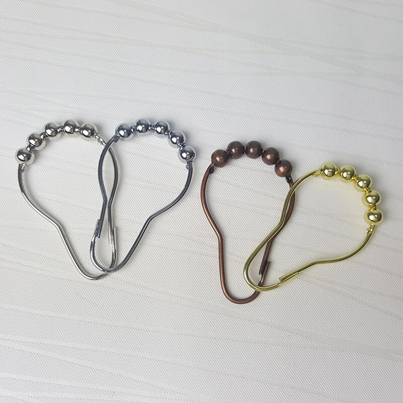 Lot de 12 crochets de rideau de douche en acier inoxydable antirouille, anneaux chromés pour salle de bain: Chrome