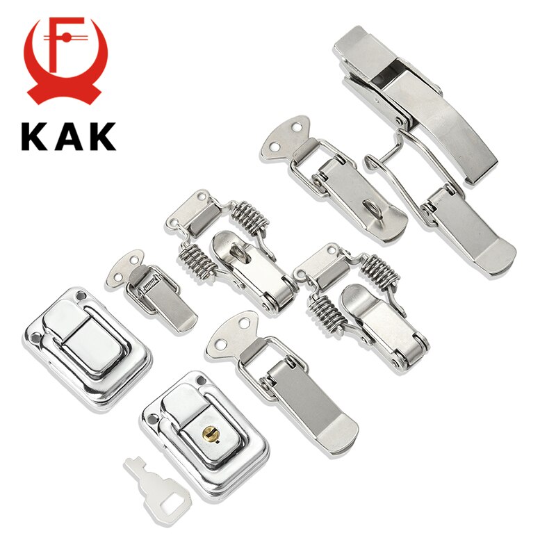 KAK Cabinet Boxes Spring Loaded Latch Catch Toggle Hasp Mild Steel Hasp For Sliding Door Simple Window Hardware Tool Box Lock