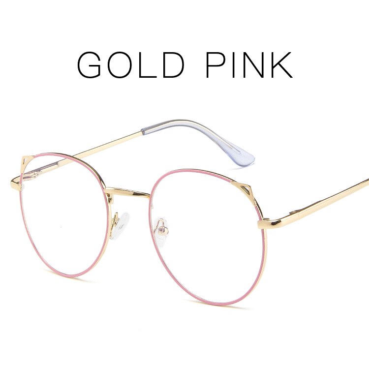 Round Metal Thin Frame Glasses Clear Lens Vintage Student Eyeglasses Kids Girls 242-001: GOLD PINK