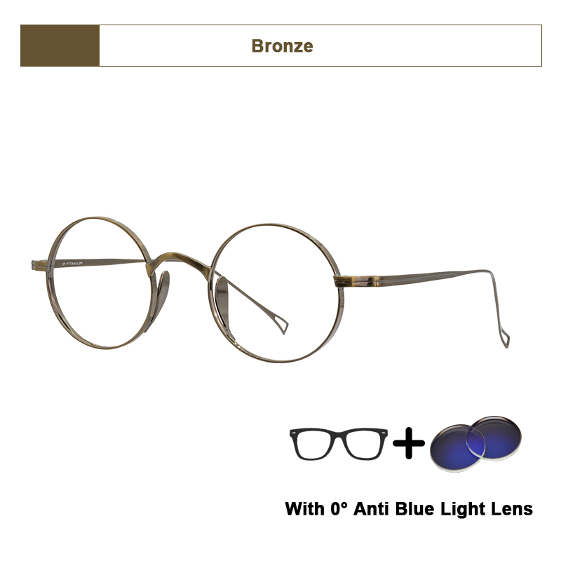 Montatura per occhiali rotondi in puro titanio stile coreano da uomo occhiali da vista ultraleggeri fatti a mano montature per occhiali di design di lusso: Arancione