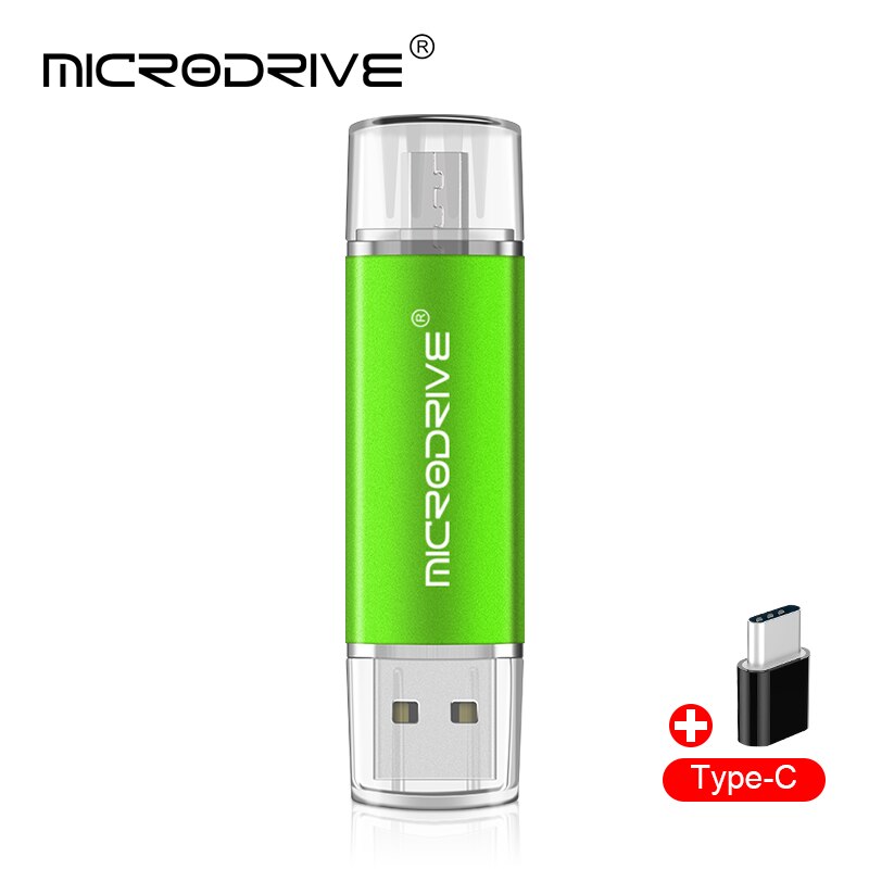 Metal OTG 3 IN 1 Type-C pen drive 64GB flash usb memory 8GB pendrive 16GB 32GB usb flash drive 128GB OTG cle usb stick pen: 64GB / Green