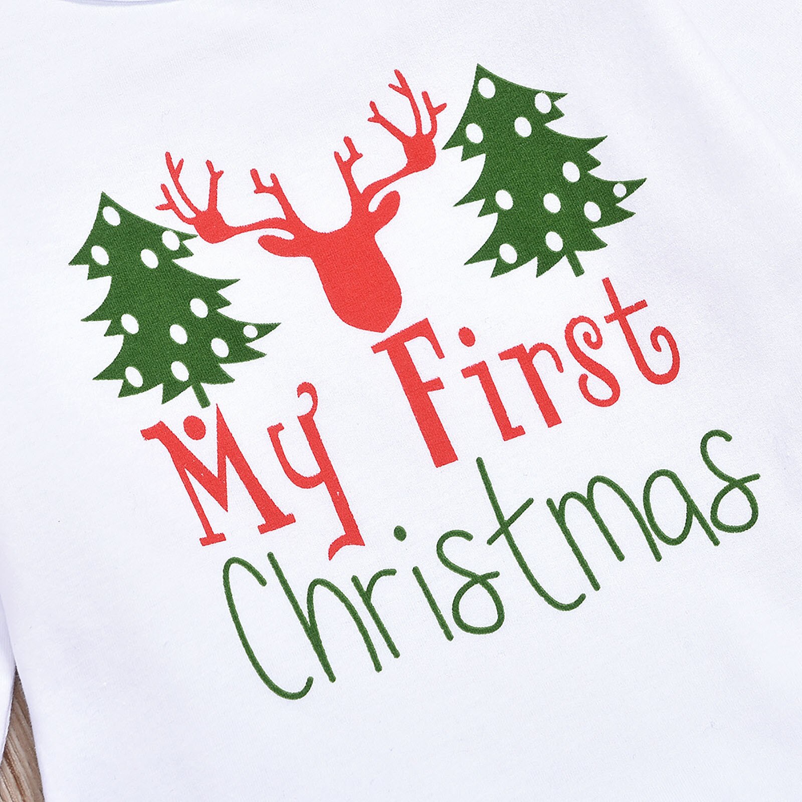 Meu primeiro natal roupas da menina do bebê recém-nascido meninos a letra os veados imprimir roupas roupas macacão + calças + chapéu conjunto crianças