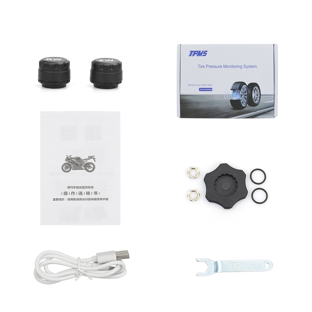 Wireless LCD Motorcycle Tire Pressure Monitoring System TPMS 2External Sensor Realtime Monitor Abnormal Alarm Moto Tyre Tool PSI