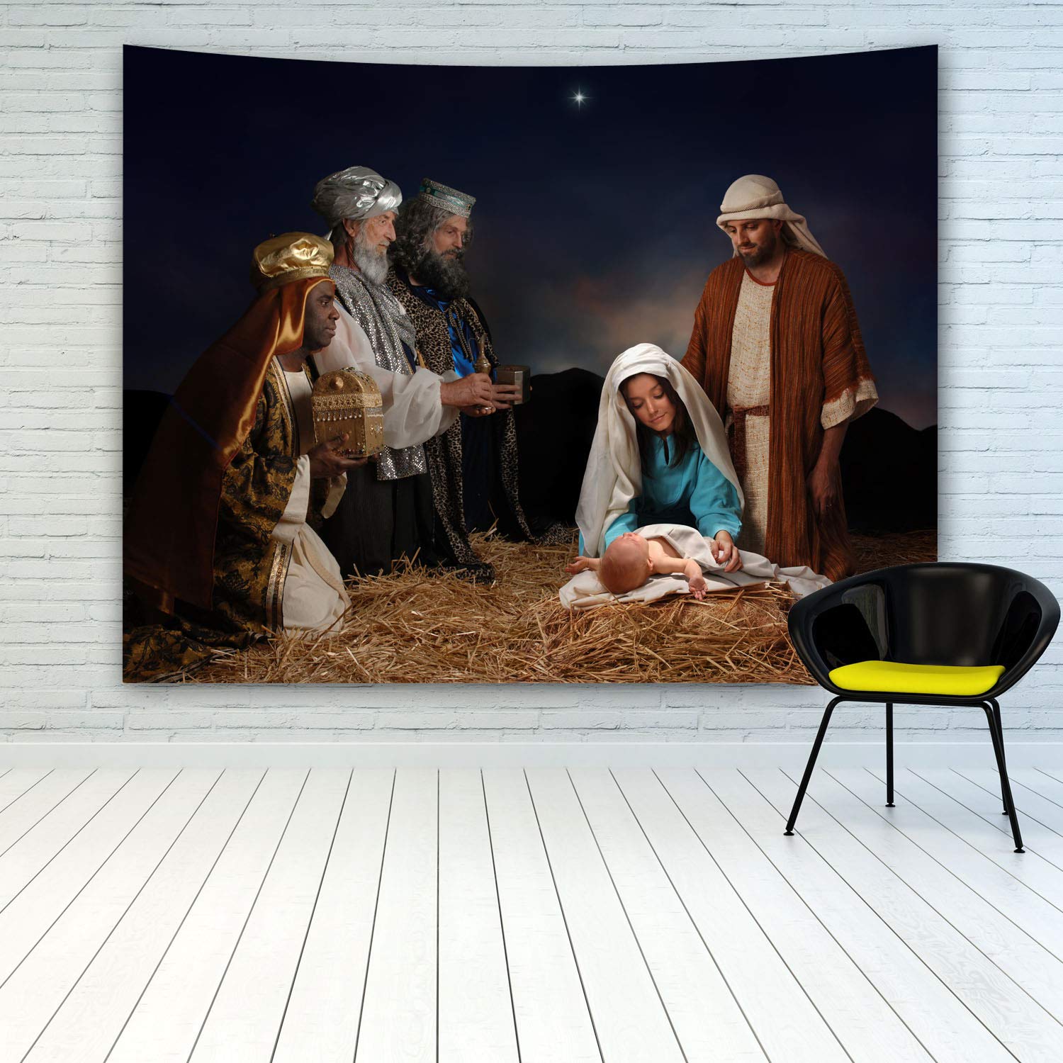 The Nativity of Jesus Wall Hanging People Celebrating The Birth of Jesus Christ Christmas Decor Tapestry