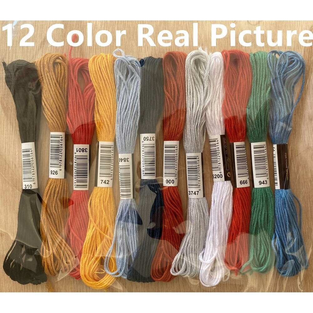 Embroidery Thread 447 Colors Embroidery Floss Cross Stitch Kit Premium Rainbow Embroidery DIY Threads Crafts Cotton Sewing Skein: 12 Color No Repeat