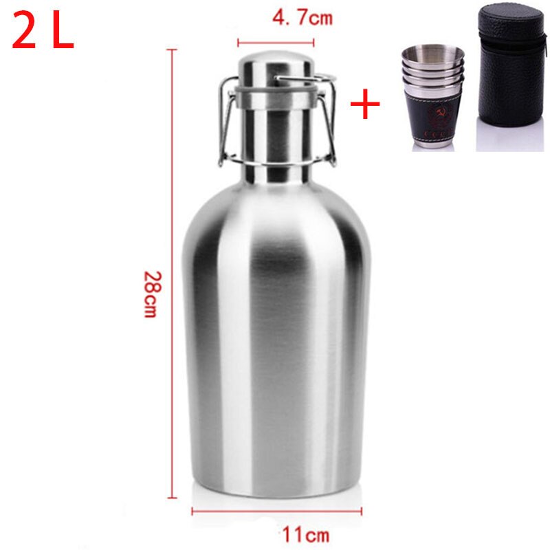 Healthy Beer Barrels Pot Stainless Steel Wine Barrel 1L 1.5L 2L Bottle Double Wall Drink Kettle Wine Jugs Barware: 2 L  68 OZ