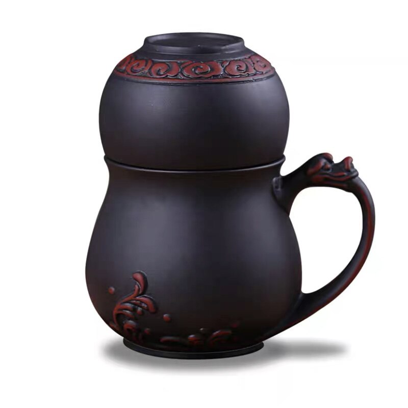 Traditionele Chinese Paarse Klei Cup Yixing Handgemaakte Drinken Theekopje Kantoor Water Mok Met Deksel En Filter Kung Fu Drinkware: F