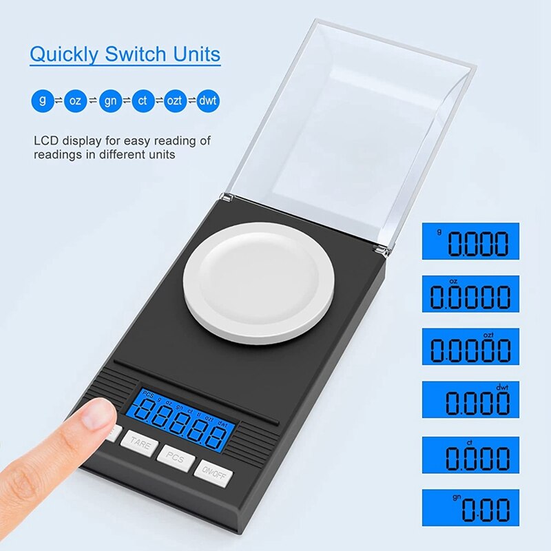 Escala de precisión 0.001G X 50G, báscula de peso miligramos, báscula Digital de cocina, báscula de bolsillo, función de tara
