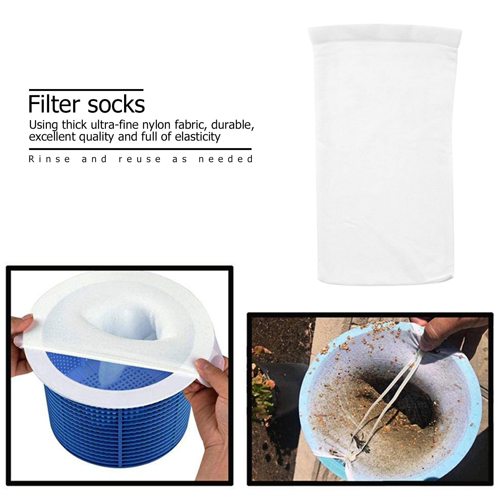 5/10/15pcs Pool Skimmer Socks Household Perfect Savers Nylon Mesh for Filters Baskets Skimmers Swimming Pool Accessories