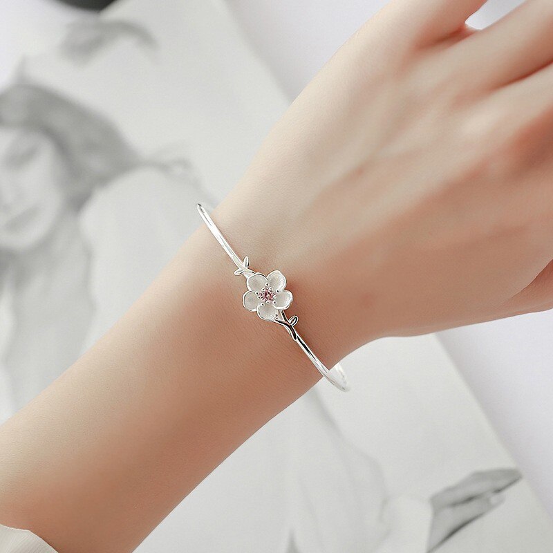 Fanualoli s925 Sterling silver Sakura White Diamond Purple Diamond Bracelet for women Fine Jewelry regalo di compleanno per la festa nuziale