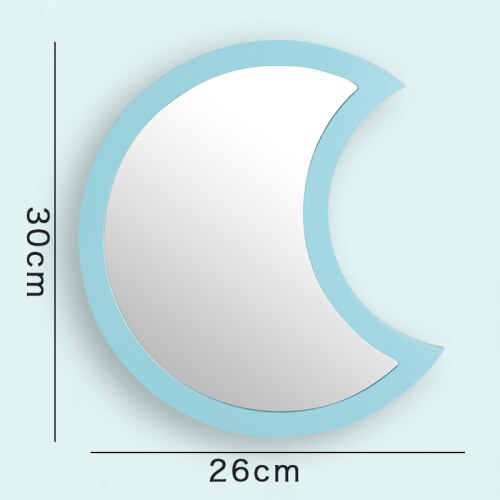 Moon Shape Mirror Home Decor Bathroom Living Room Decorations Vanity Mirror Wall-mounted Punch-free Bath Vanity Tools: A